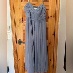 Monique Lhuilllier strapless,blue/gray, bridesmaid dress, size 18